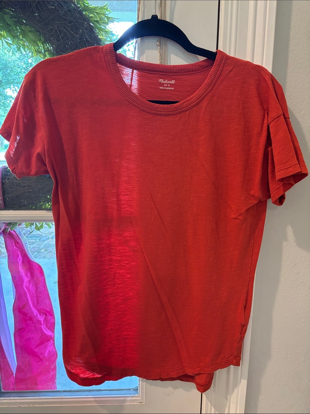 Madewell Orange-Red Crewneck Short Sleeve Tee